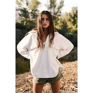 Free People Beach Hailee Pullover Oversized Funnel Neck Gray Small